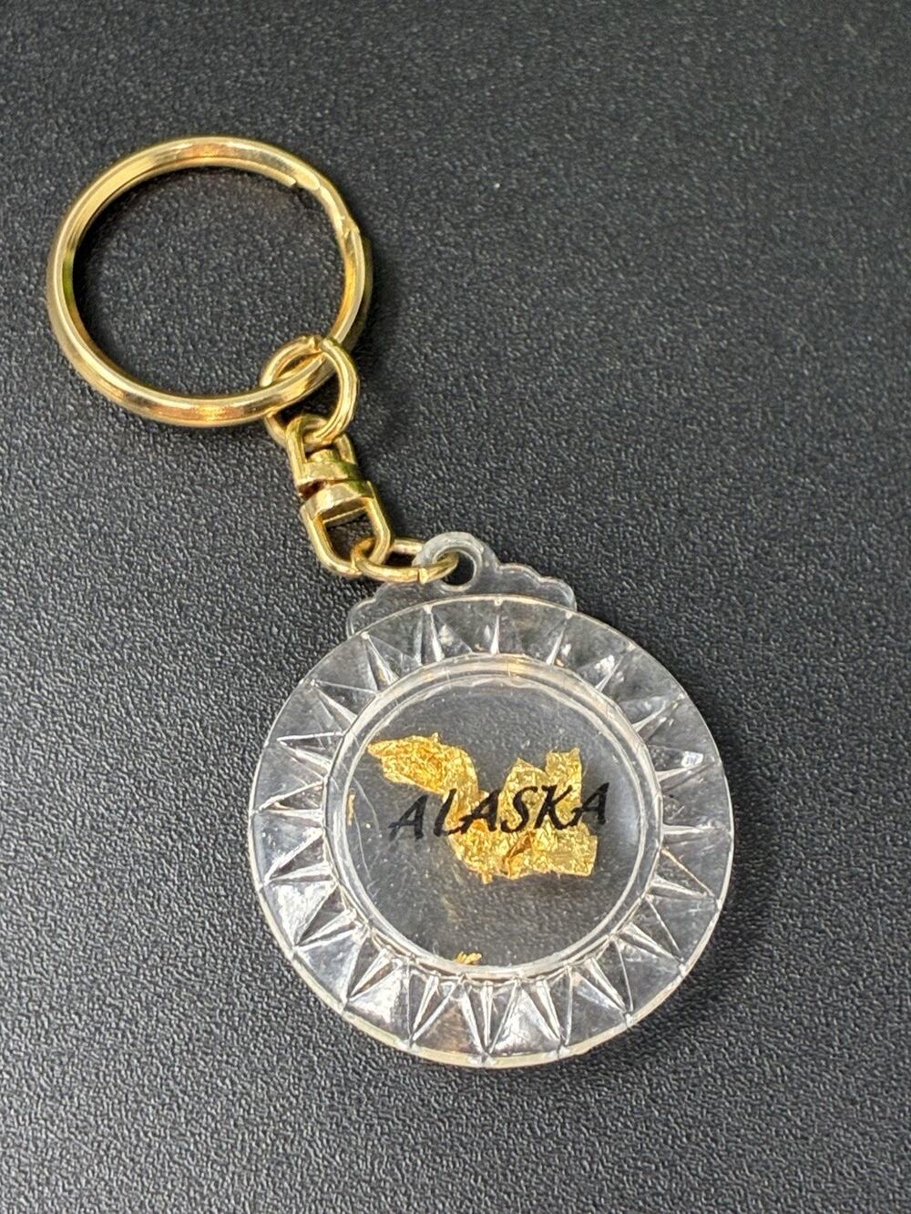 Alaska Souvenir Keychain Acrylic keychain filled with gold flakes - Lightweight